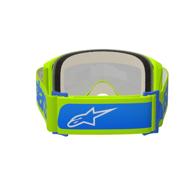 Motocross-Brille Alpinestars Vision 5 Blaze fluo gelb-blau mit spiegelblauem Plexiglas