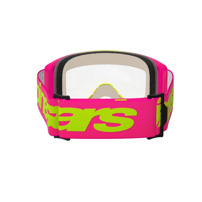 Motocross-Brille Alpinestars Vision 5 Wordmark Pink-Fluo-Gelb mit klarem Plexiglas Ausverkauf