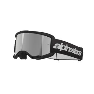 Alpinestars Vision 3 Wordmark Motocross-Brille schwarz mit verspiegeltem silbernem Plexiglas
