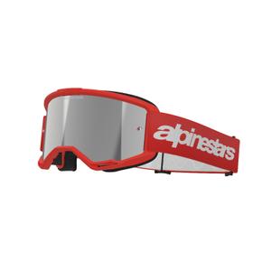 Alpinestars Vision 3 Wordmark rote Motocross-Brille mit silbernem Plexiglas