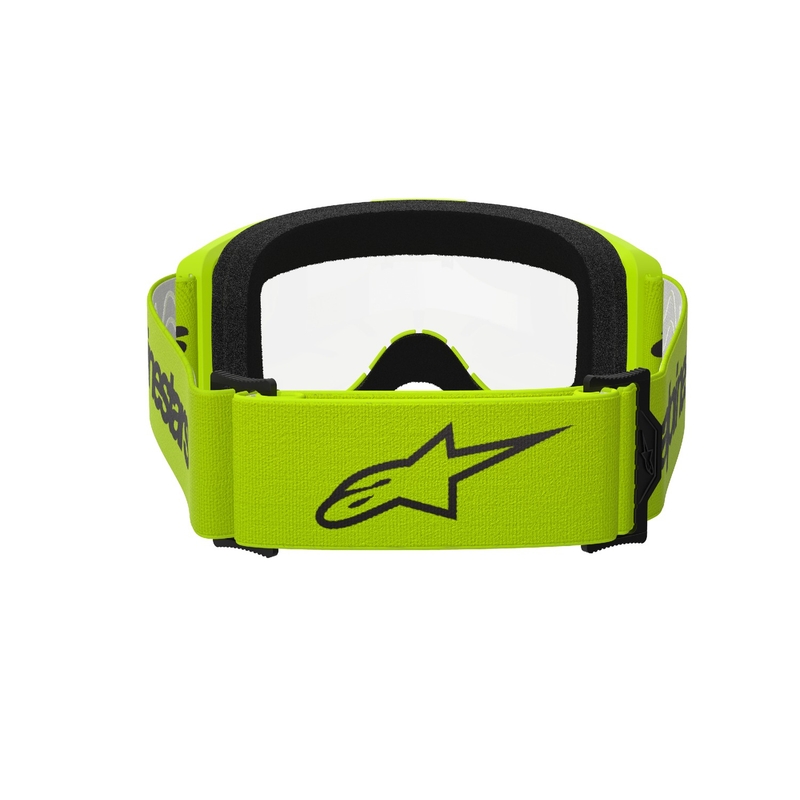 Motocross-Brille Alpinestars Vision 3 Wordmark fluo gelb mit klarem Plexiglas
