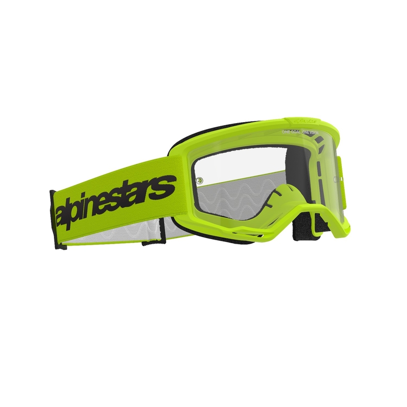 Motocross-Brille Alpinestars Vision 3 Wordmark fluo gelb mit klarem Plexiglas