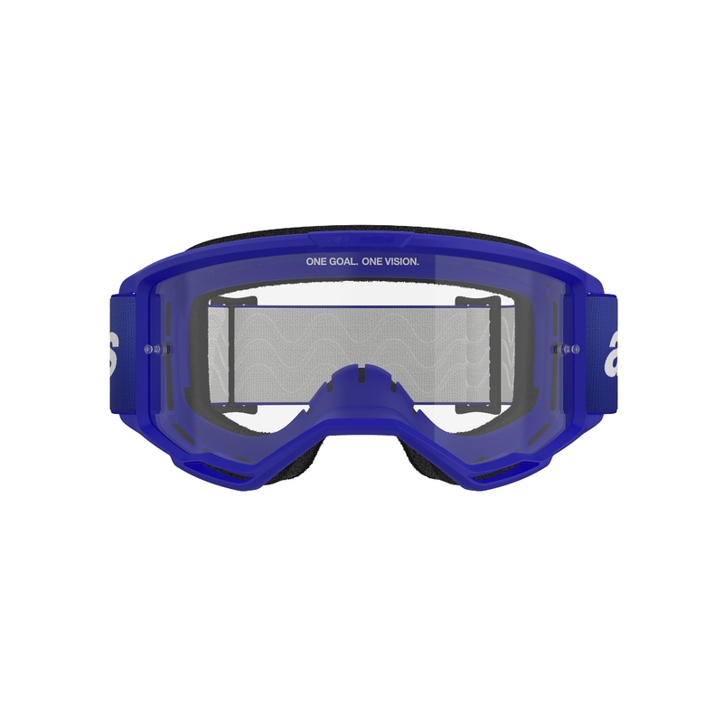 Alpinestars Vision 3 Wordmark blaue Motocross-Brille mit klarem Plexiglas
