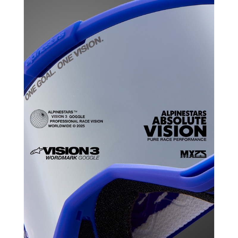 Alpinestars Vision 3 Wordmark blaue Motocross-Brille mit klarem Plexiglas