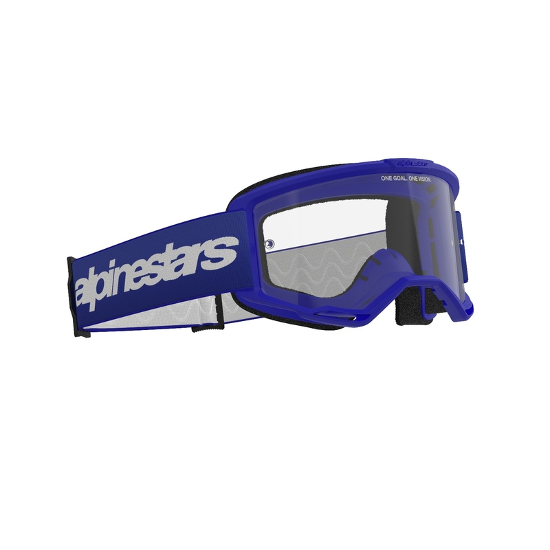 Alpinestars Vision 3 Wordmark blaue Motocross-Brille mit klarem Plexiglas