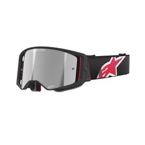 Alpinestars Supertech Corp Motocross-Brille Schwarz-Rot mit verspiegelter silberner Linse