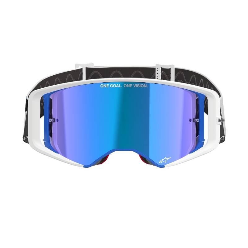 Alpinestars Supertech Corp Motocross-Brille blau-orange mit verspiegelten blauen Gläsern