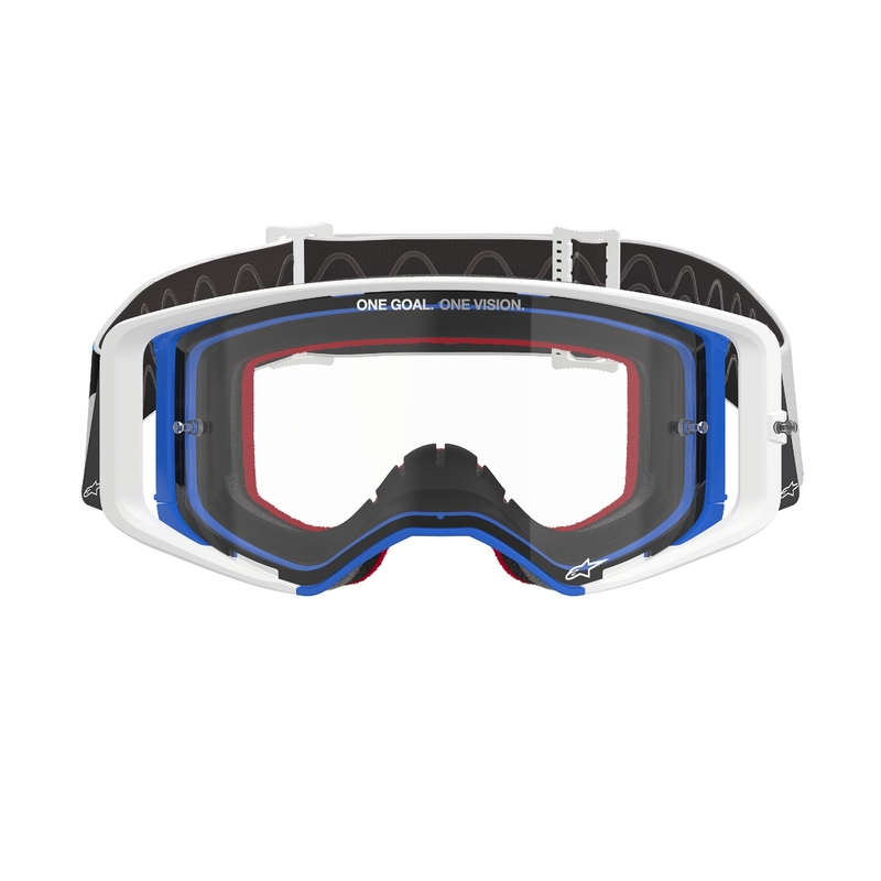 Alpinestars Supertech Corp blau-orange Motocross-Brille mit klaren Gläsern