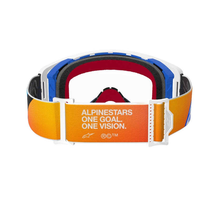 Alpinestars Supertech Corp blau-orange Motocross-Brille mit klaren Gläsern