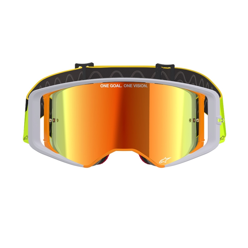 Motocross-Brille Alpinestars Supertech Corp fluo gelb-grau mit spiegelroter Linse