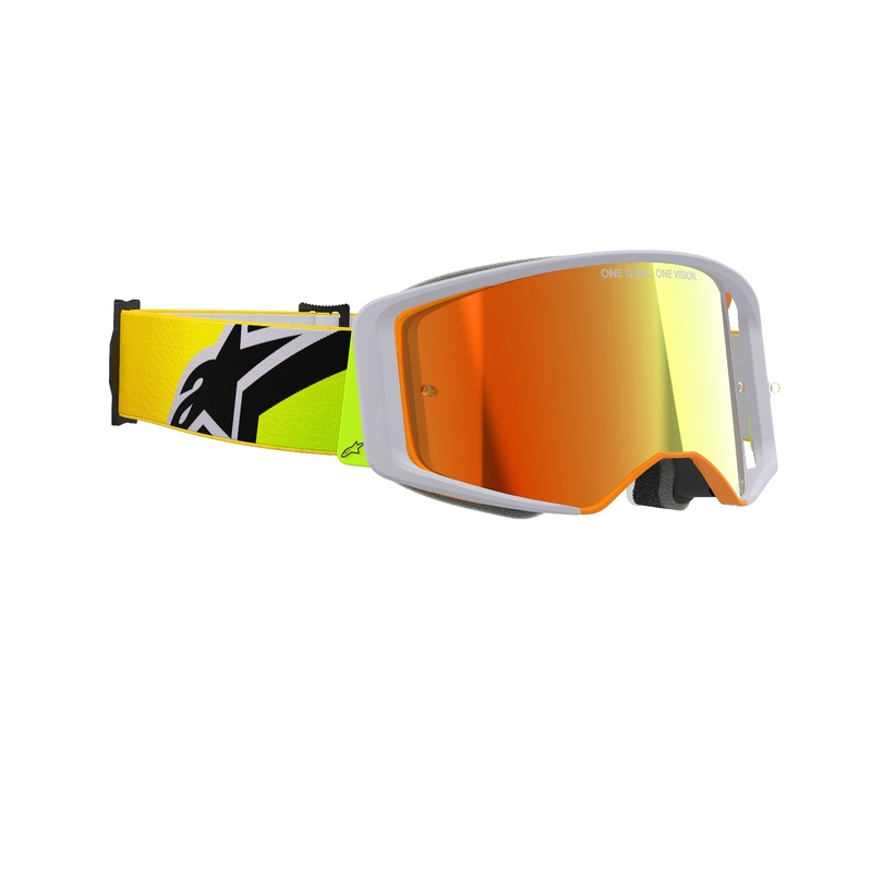 Motocross-Brille Alpinestars Supertech Corp fluo gelb-grau mit spiegelroter Linse