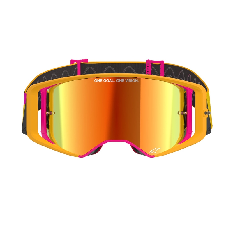 Alpinestars Supertech Corp Motocross-Brille gelb-rosa mit verspiegelten roten Gläsern