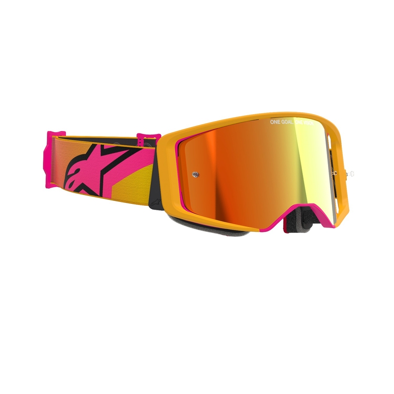Alpinestars Supertech Corp Motocross-Brille gelb-rosa mit verspiegelten roten Gläsern