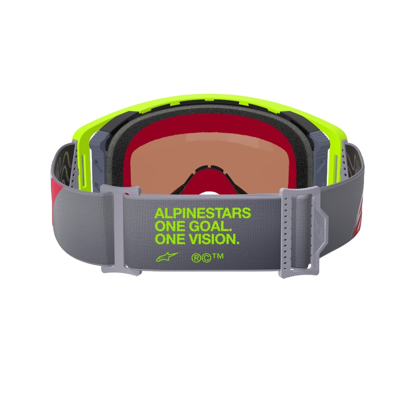Motocross-Brille Alpinestars Supertech Corp fluo gelb-rot mit verspiegelten silbernen Gläsern