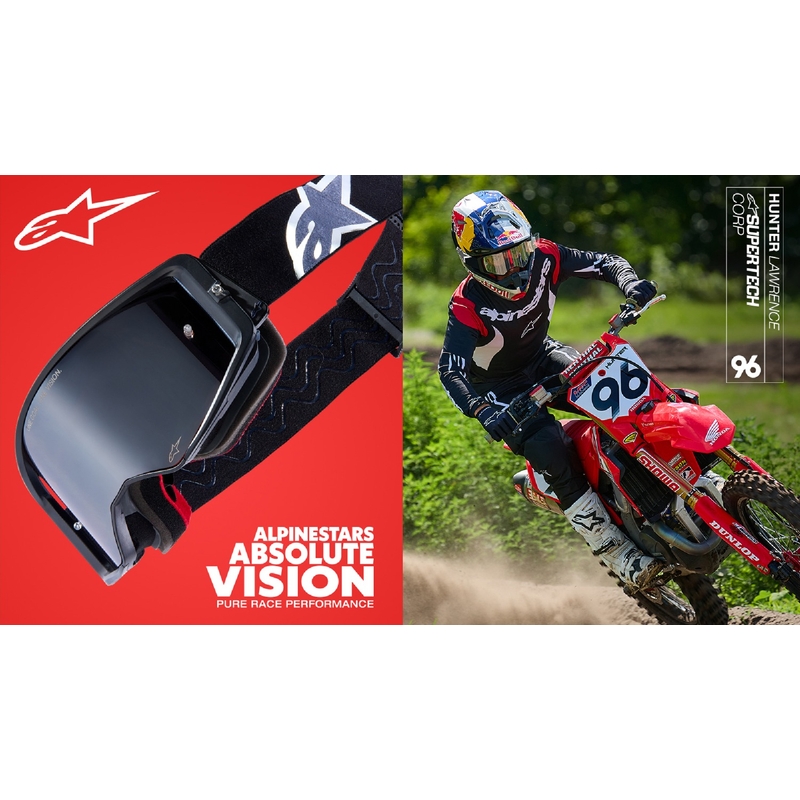 Motocross-Brille Alpinestars Supertech Stream grau-multicolor mit verspiegelten silbernen Gläsern