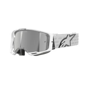 Alpinestars Vision 8 Corp Weiße Motocross-Brille mit verspiegelten silbernen Gläsern