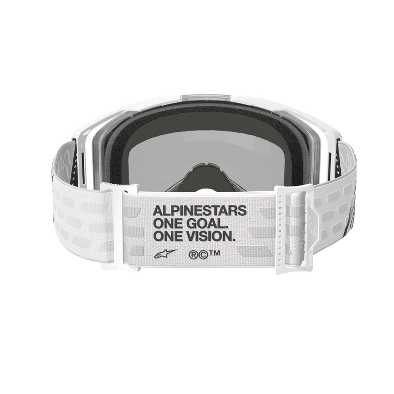 Alpinestars Vision 8 Corp Weiße Motocross-Brille mit verspiegelten silbernen Gläsern
