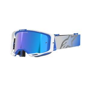 Alpinestars Vision 8 Corp Motocross-Brille blau-weiß mit verspiegelten blauen Gläsern