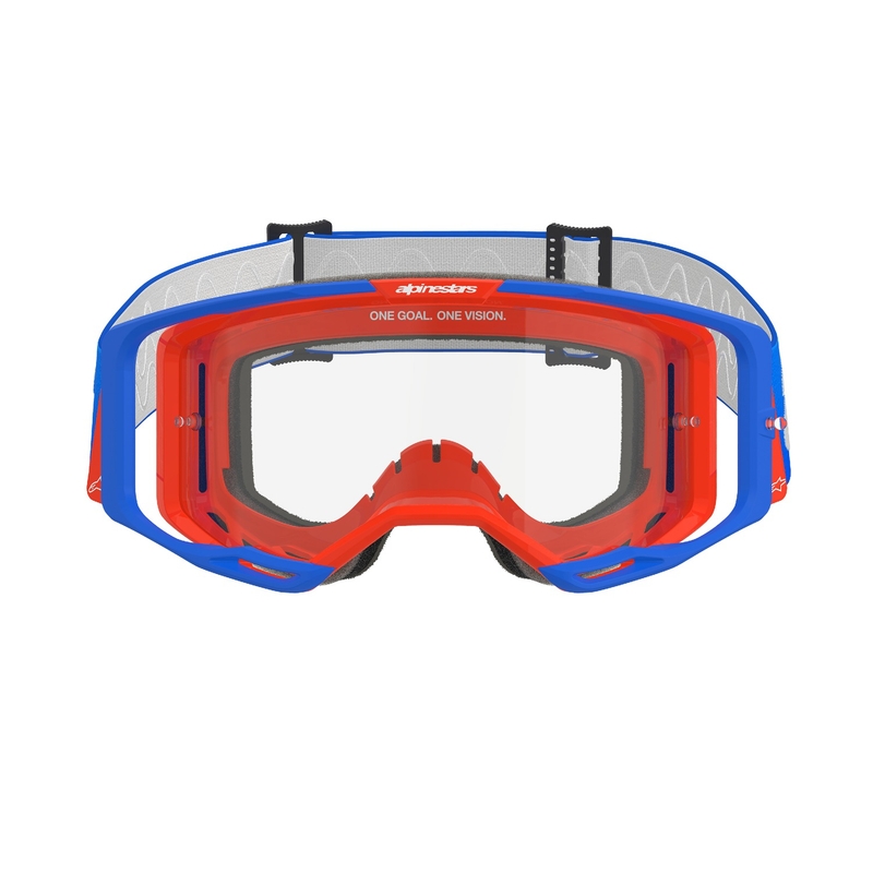 Motocross-Brille Alpinestars Vision 8 Wordmark blau-orange mit klarer Linse
