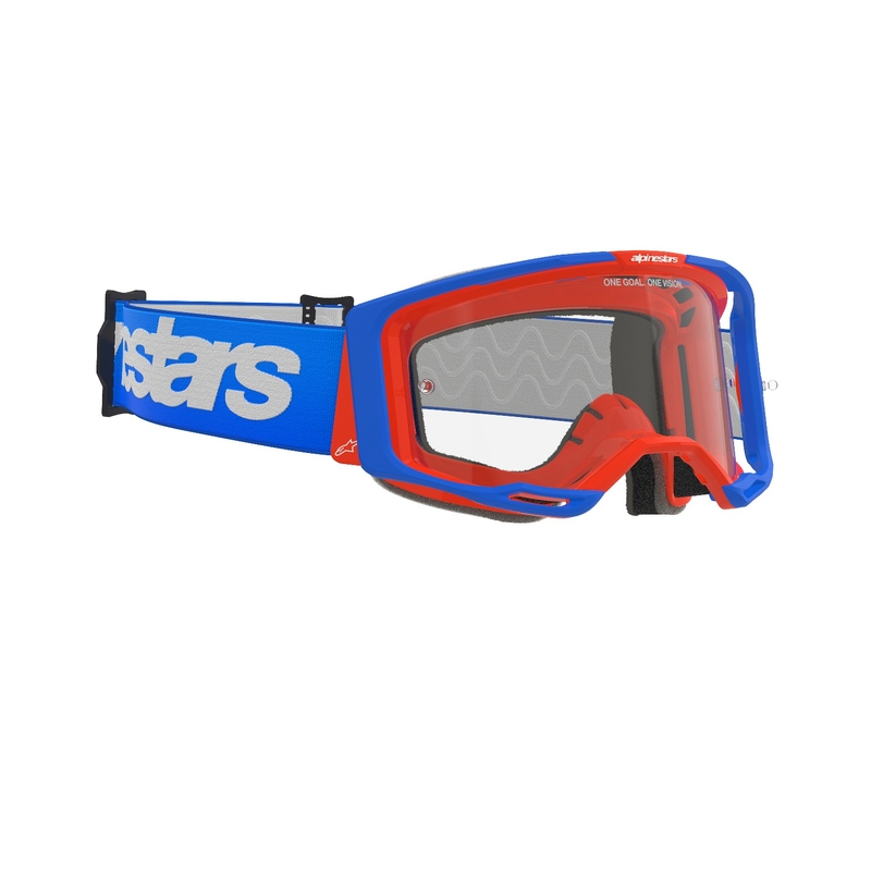 Motocross-Brille Alpinestars Vision 8 Wordmark blau-orange mit klarer Linse