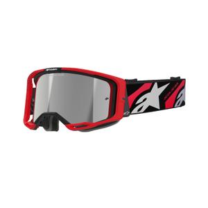Alpinestars Vision 8 Luar rot-schwarze Motocross-Brille mit verspiegelter silberner Linse