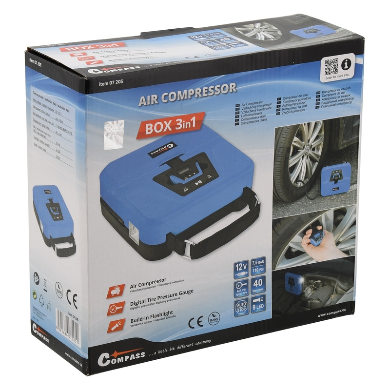 Kompressor 12V BOX digital 3in1
