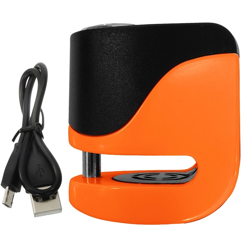 KOVIX KS6 Scheibenbremsschloss mit Alarm orange