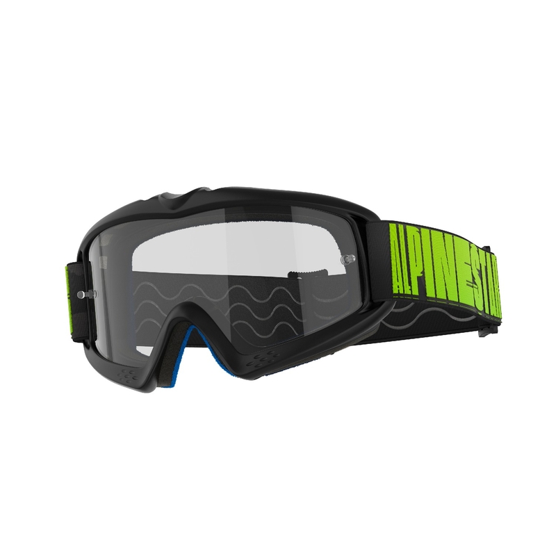 Alpinestars Vision Youth Hollow Schwarz-Anthrazit-Fluo Gelb Kinder-Motocross-Brille mit klarer Linse