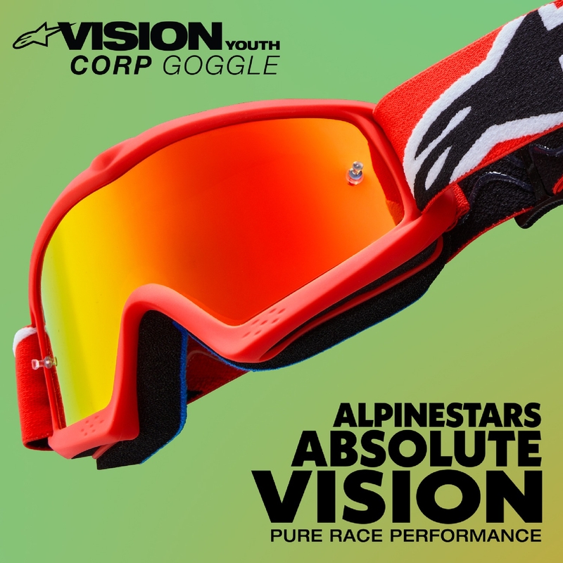 Alpinestars Vision Youth Blaze Kinder-Motocross-Brille blau mit verspiegelten blauen Gläsern