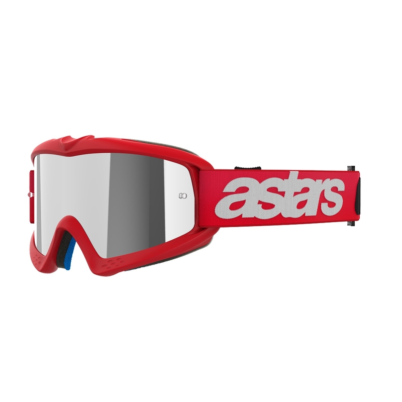 Alpinestars Vision Youth Blaze Red Motocross-Brille mit silbernen Spiegelgläsern