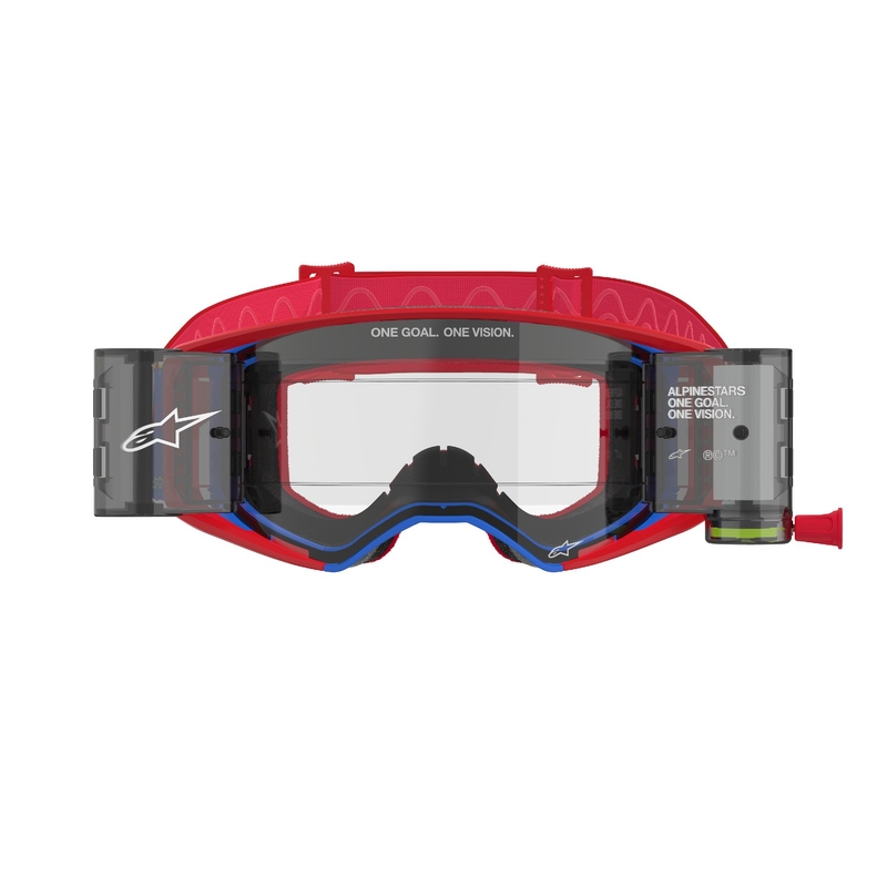 Alpinestars Supertech Corp ROLL-OFF Wide Vision Motocross-Brille Rot-Blau mit klaren Gläsern