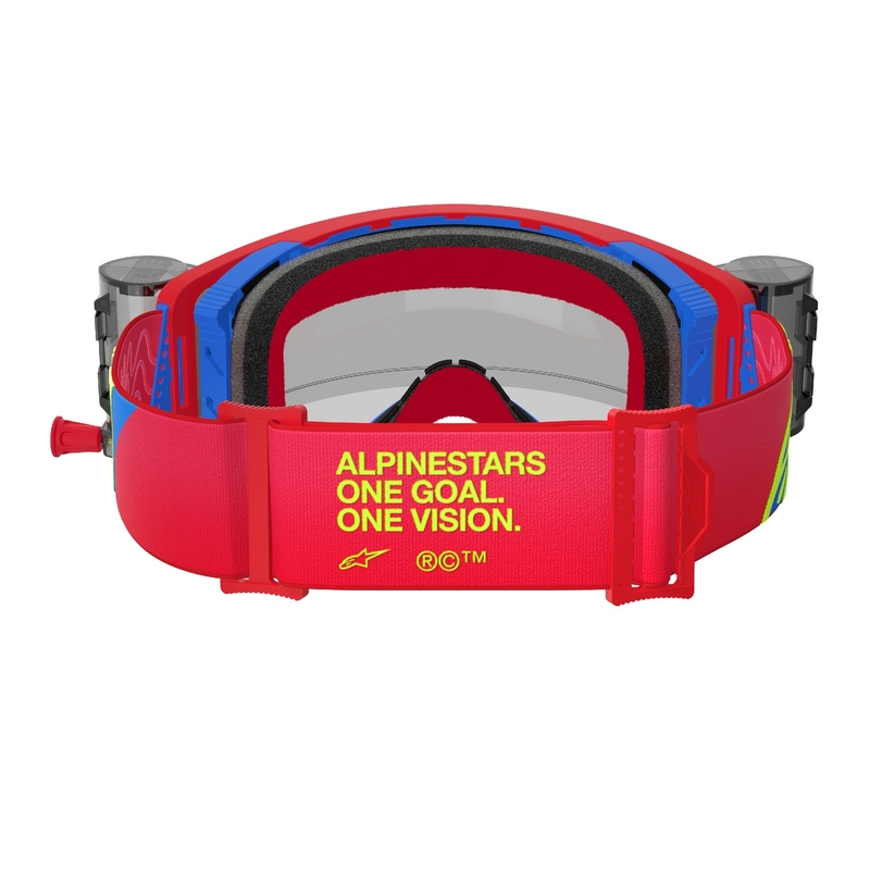 Alpinestars Supertech Corp ROLL-OFF Wide Vision Motocross-Brille Rot-Blau mit klaren Gläsern