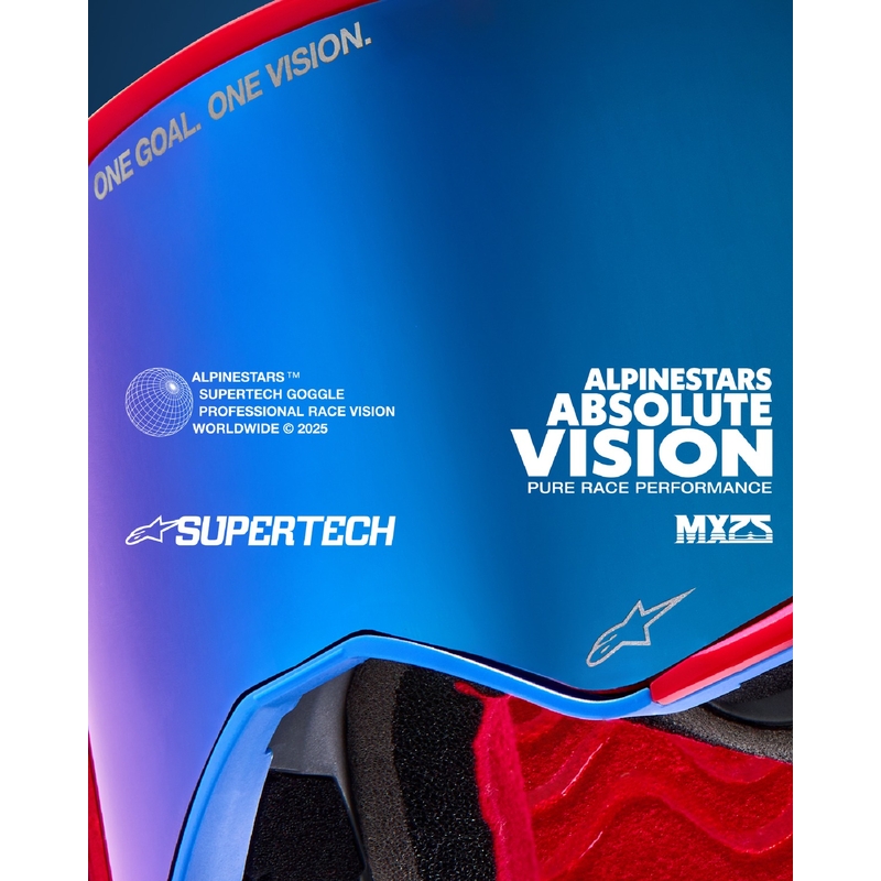 Alpinestars Supertech Corp ROLL-OFF Wide Vision Motocross-Brille Rot-Blau mit klaren Gläsern