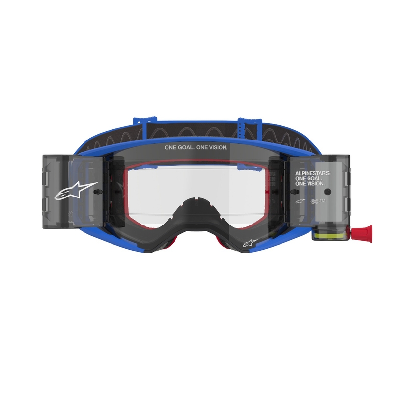 Alpinestars Supertech Stream ROLL-OFF Wide Vision Motocross-Brille blau mit klaren Gläsern