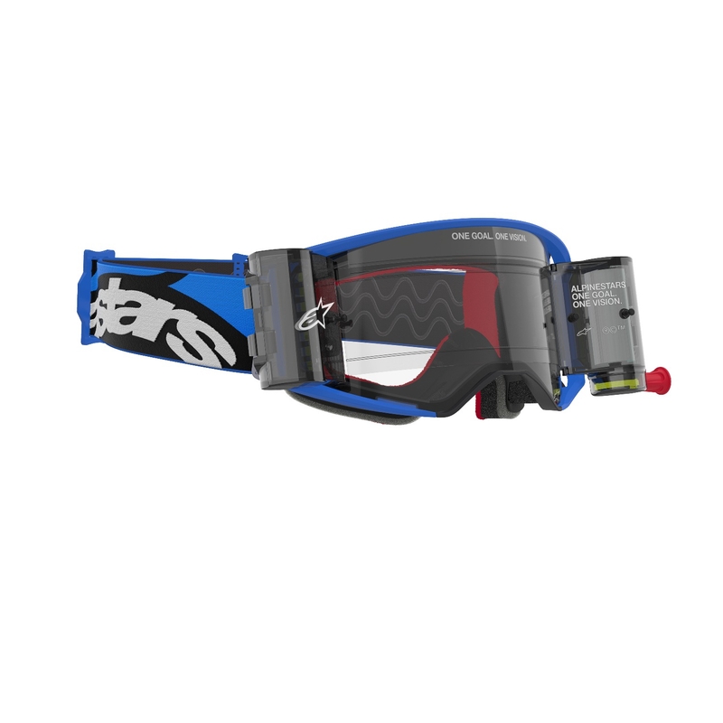 Alpinestars Supertech Stream ROLL-OFF Wide Vision Motocross-Brille blau mit klaren Gläsern