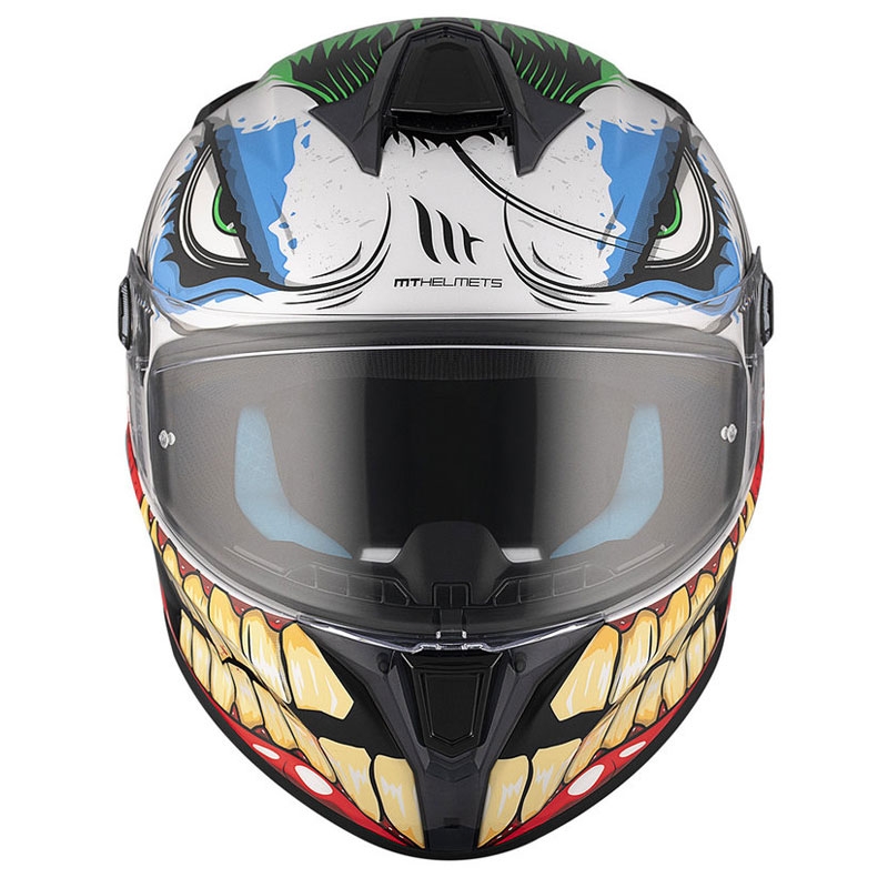 Integraler Motorradhelm MT TARGO S JOKE A5 weiß-schwarz-rot - II. Qualität