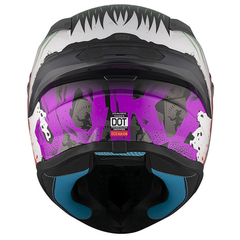 Integraler Motorradhelm MT TARGO S JOKE A5 weiß-schwarz-rot - II. Qualität