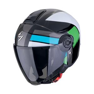 Offener Motorradhelm Scorpion EXO-CITY II BLUR schwarz-weiß-grün