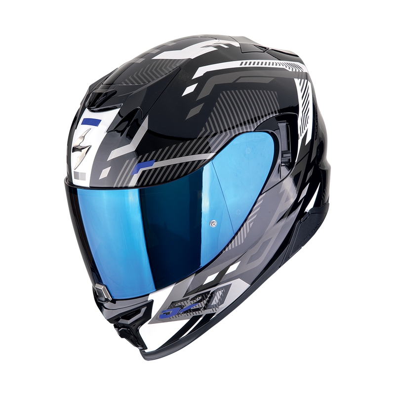 Integrierter Motorradhelm Scorpion EXO-520 EVO AIR RANKA schwarz-weiß-blau Ausverkauf