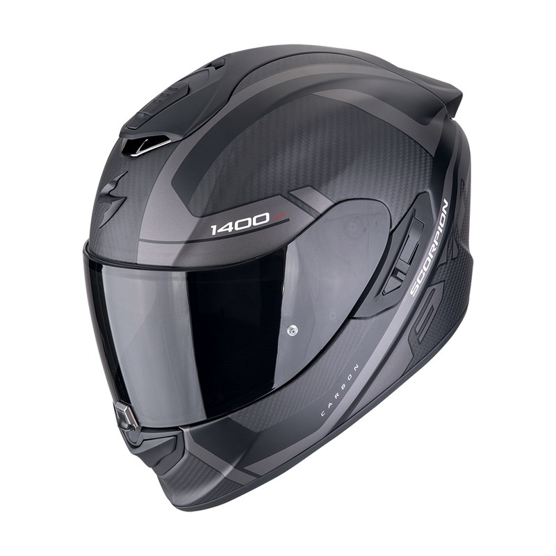 Integrierter Motorradhelm Scorpion EXO-1400 EVO II CARBON AIR ENKO mattschwarz-silber Ausverkauf
