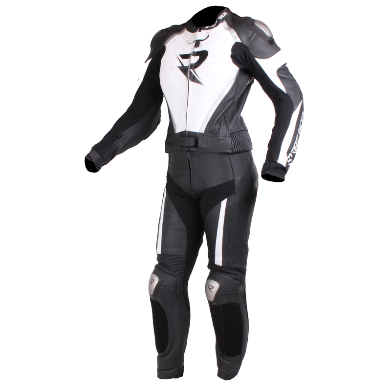 Street Racer Fusion Damen Motorradoverall Schwarz, Weiß und Grau Ausverkauf