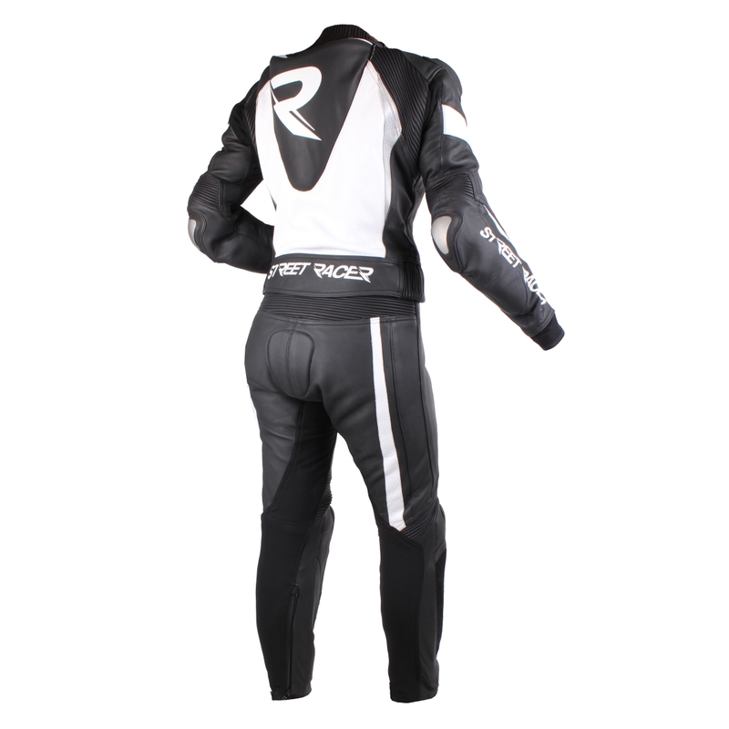 Street Racer Fusion Damen Motorradoverall Schwarz, Weiß und Grau Ausverkauf