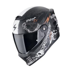Integrierter Motorradhelm Scorpion COVERT FX SKULLZ mattschwarz-grau-gold