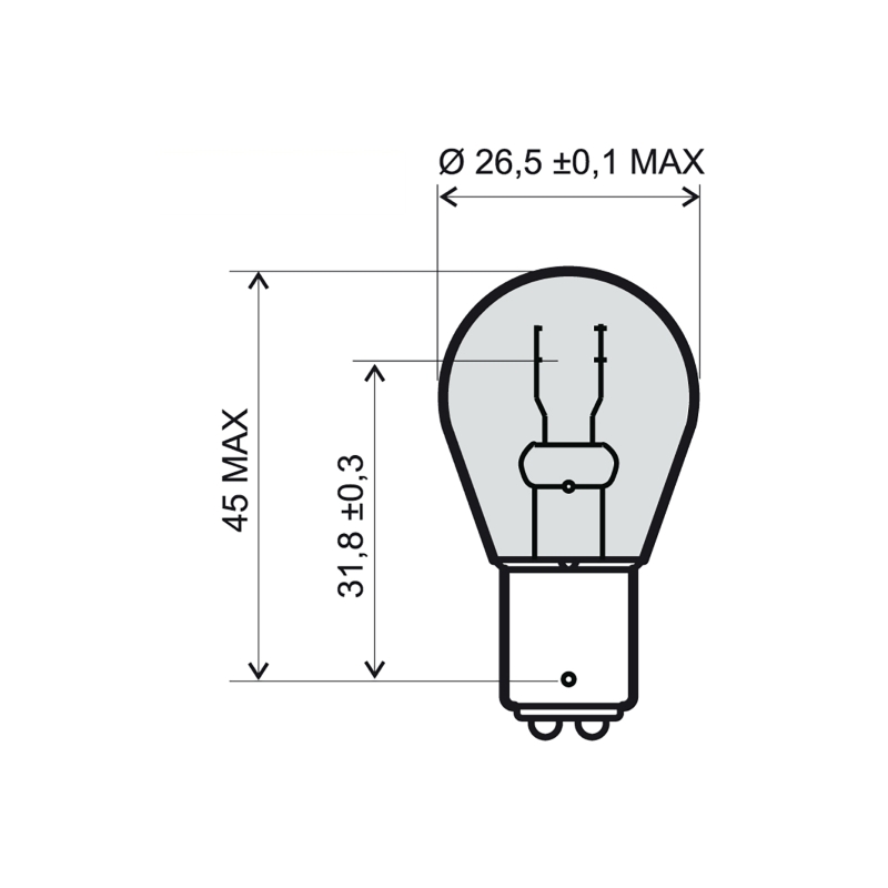 Lamp RMS 12V 21/5W, BAY15D červená