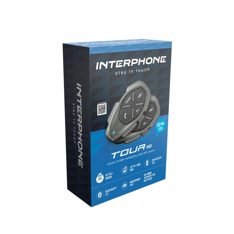 Bluetooth-Freisprecheinrichtung Interphone CellularLine TOUR HD Doppelpack (2 Stück)