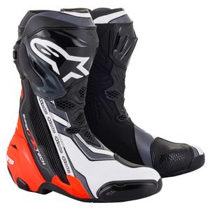 Alpinestars Supertech R Motorradstiefel schwarz-fluo rot-weiß-grau