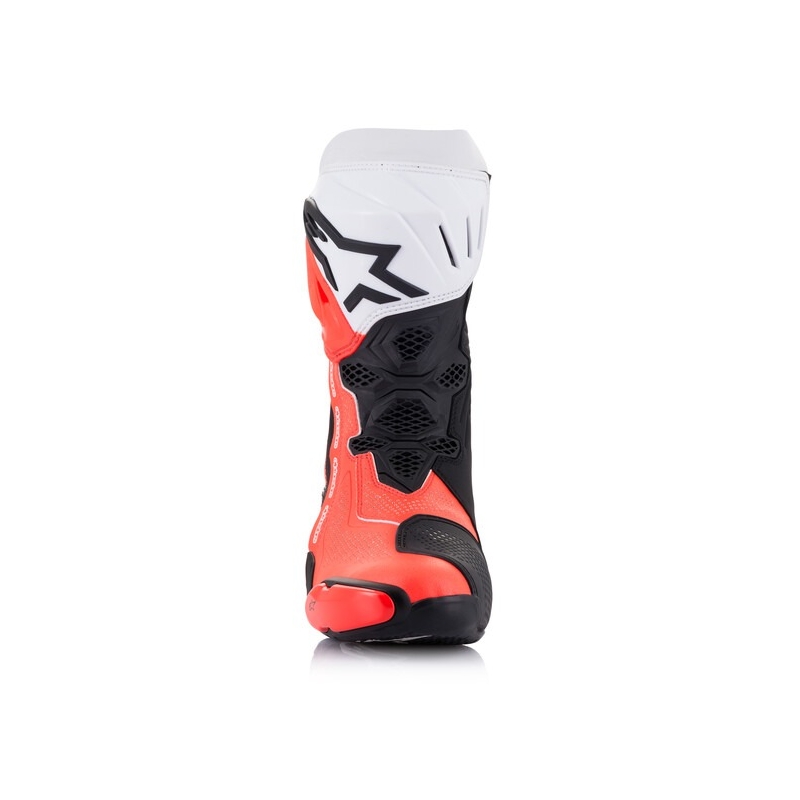 Alpinestars Supertech R Vented Motorradstiefel Schwarz-Weiß-Fluorot