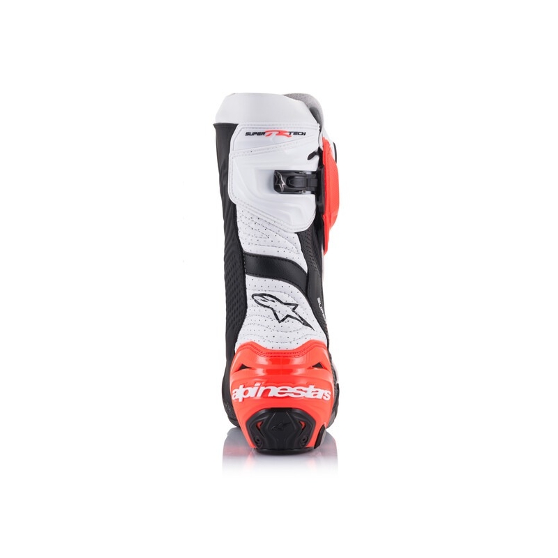 Alpinestars Supertech R Vented Motorradstiefel Schwarz-Weiß-Fluorot