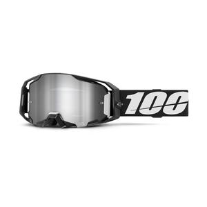 Motocross-Brille 100 % ARmatic schwarz mit silbernem Spiegelplexiglas