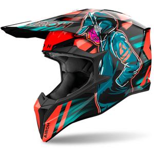 Airoh Wraaap Cyber 2024 Motocross-Helm, glänzendes Orange